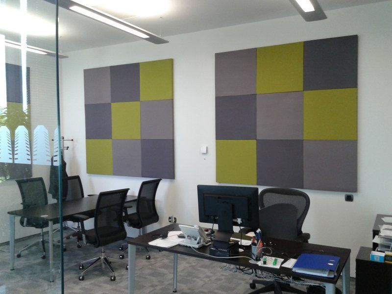Acoustic panels in an office