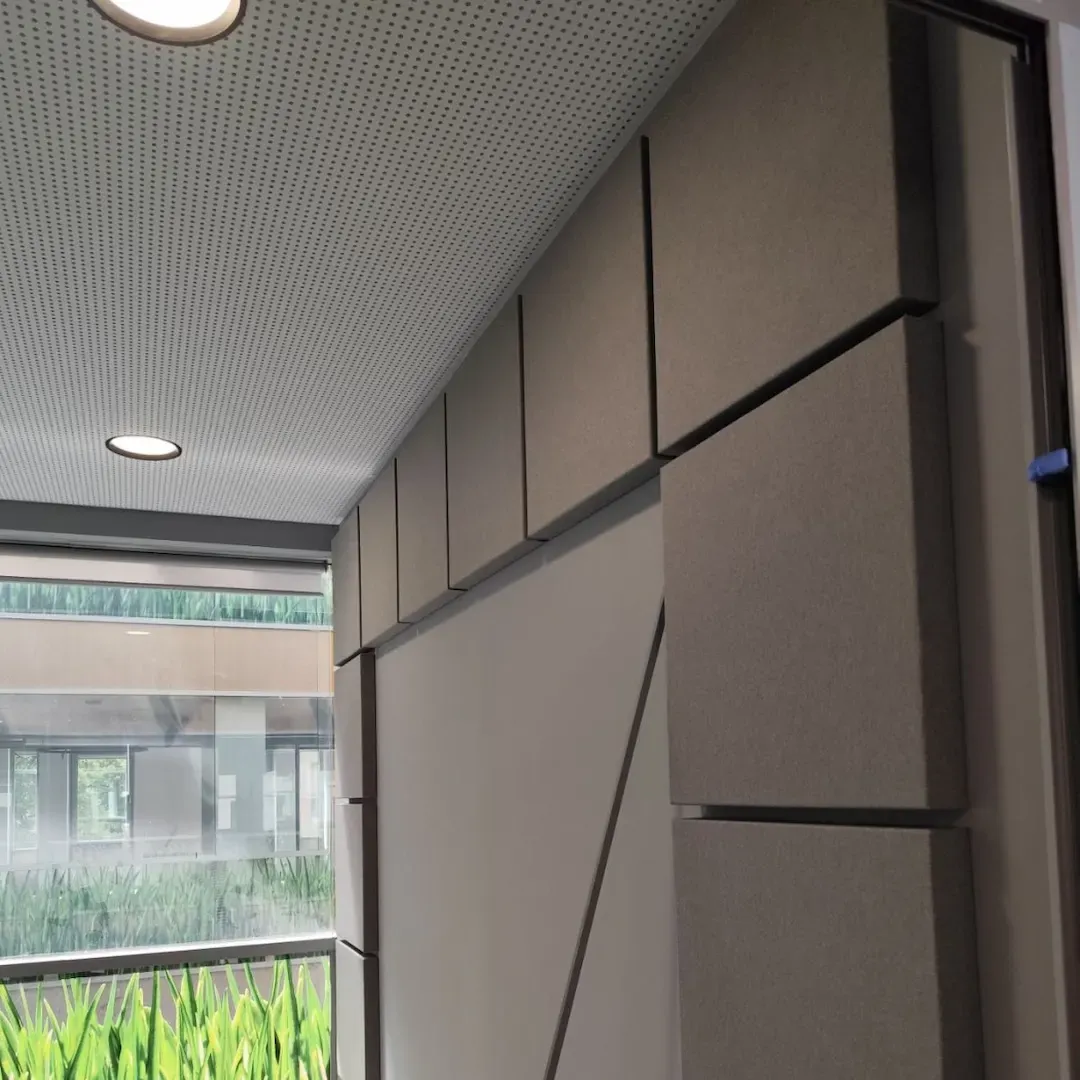 Acoustic Treatment of DSK Bank Office with Textile and Wooden Panels