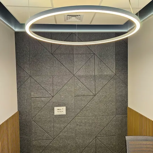 Stylish Office with Wall Panels and Baffles