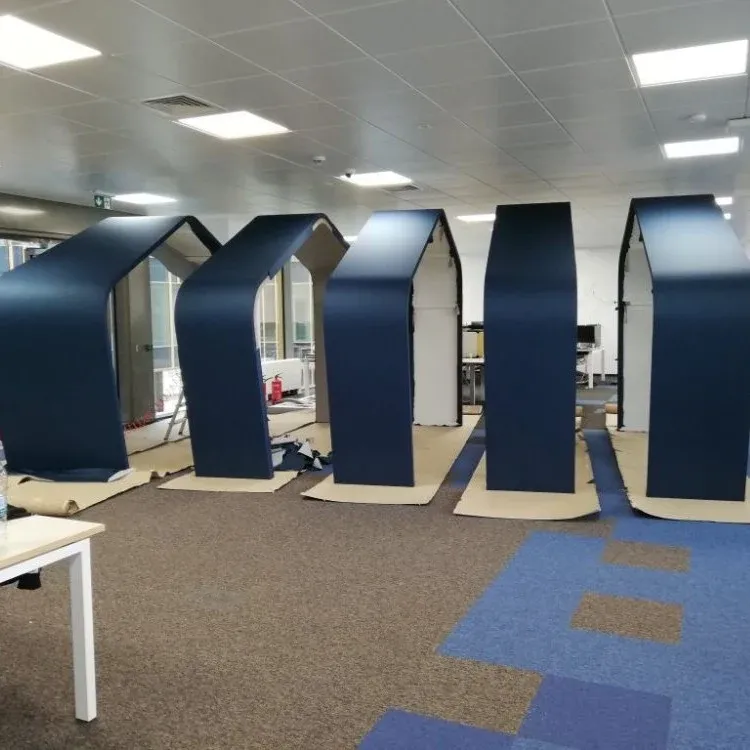 Custom acoustic treatment of an open-plan IT office