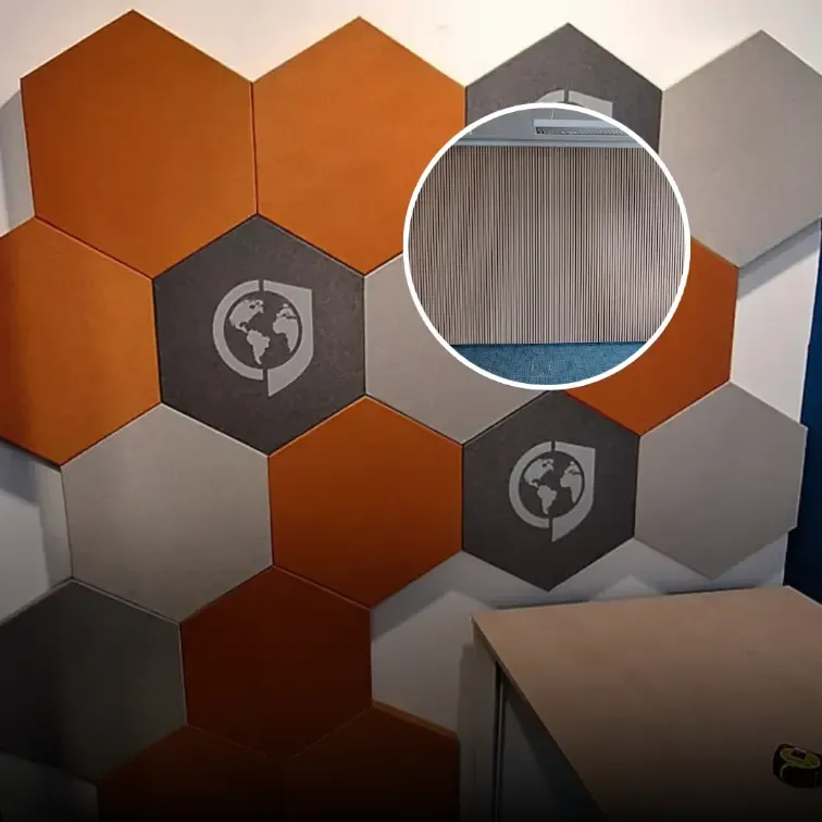 Echo reduction with logo acoustic panels for GLOBSEC