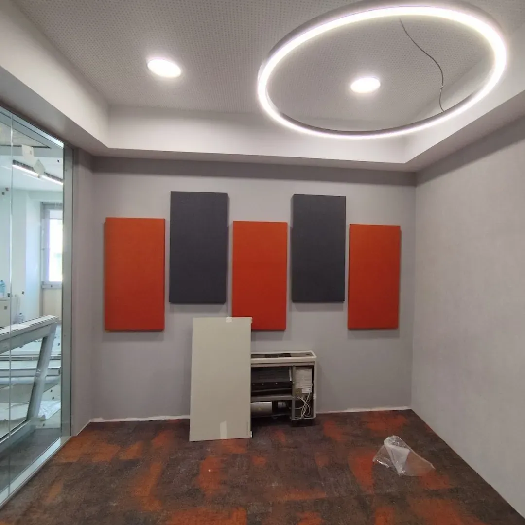 Acoustic Treatment of DSK Bank Office with Textile and Wooden Panels