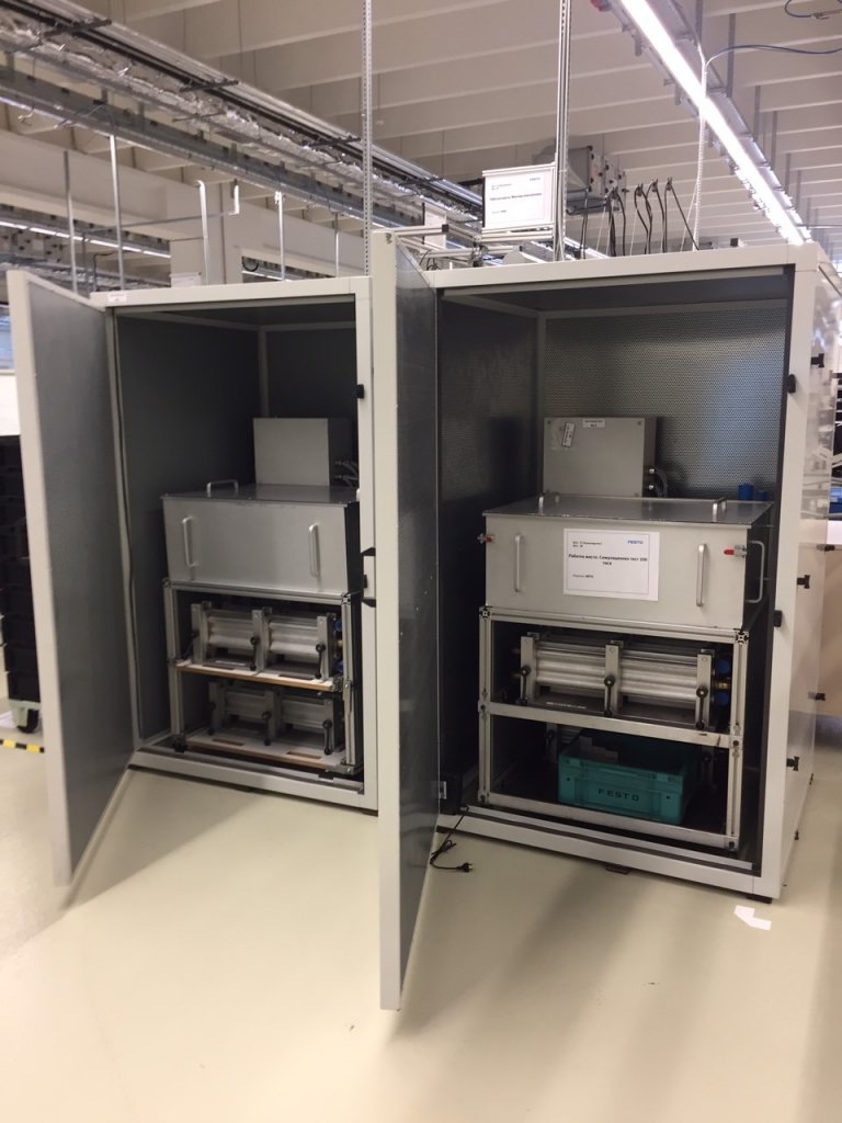 Machine soundproofing in a production hall, FESTO