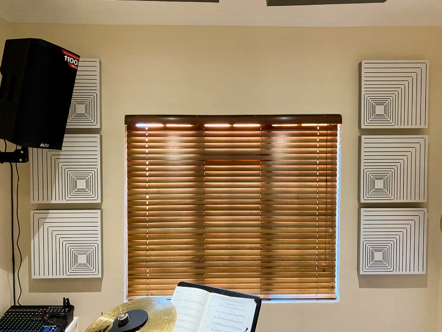 Acoustic treatment for a drum room