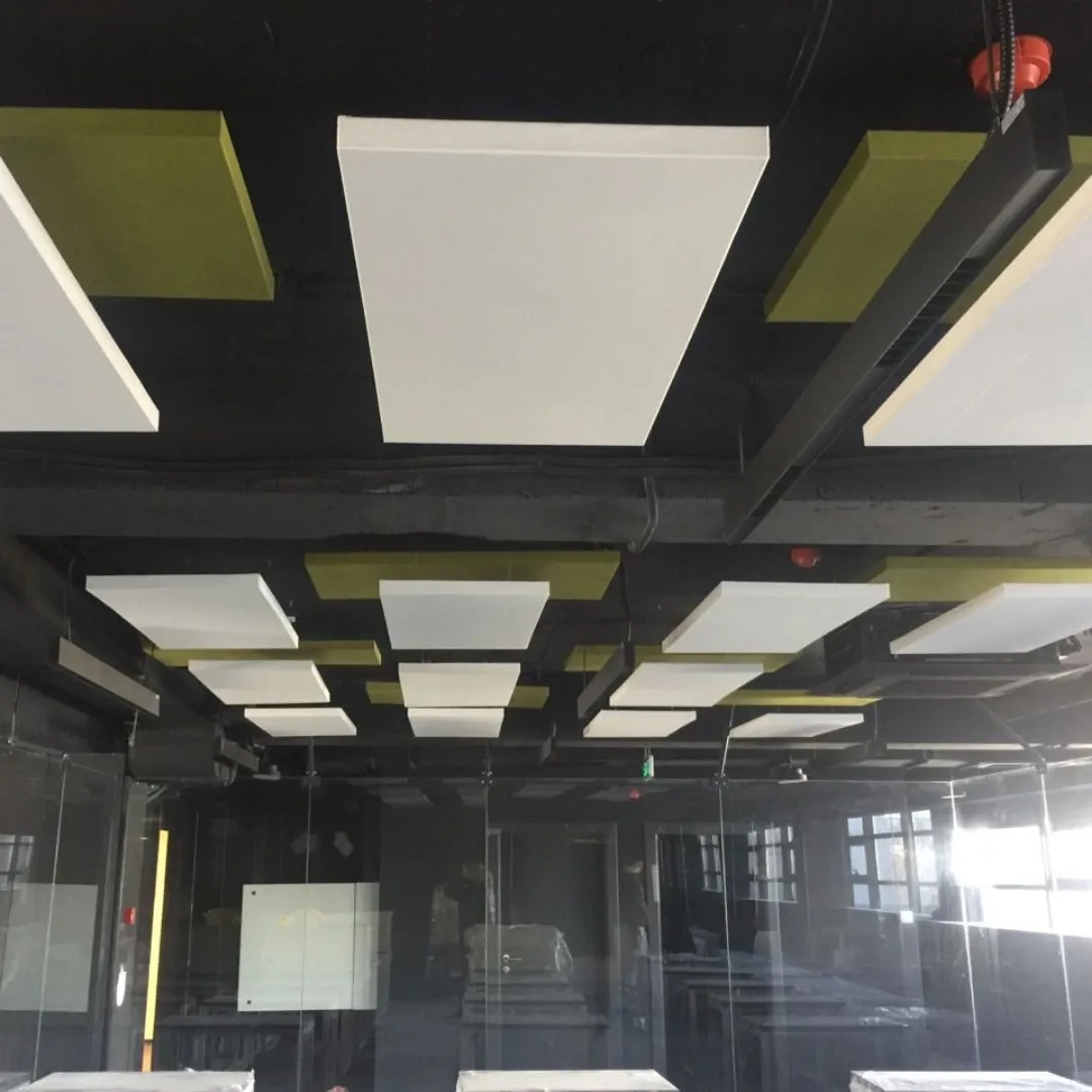 Acoustic treatment with hanging acoustic baffles of the New Bulgarian University, Sofia