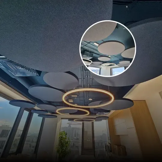Decibel-Stylish Office with Wall Panels and Baffles
