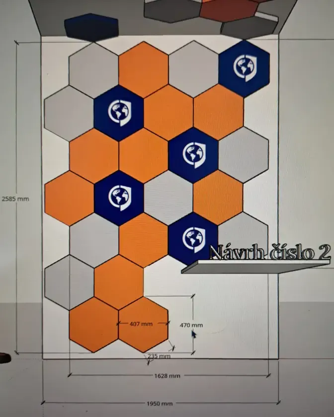 Echo reduction with logo acoustic panels for GLOBSEC
