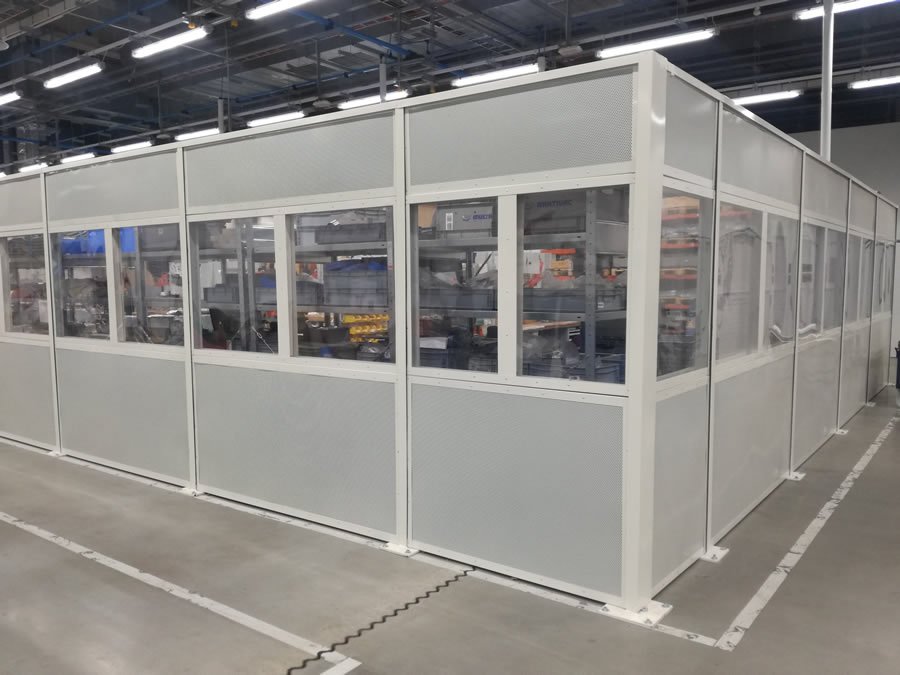 Industrial soundproofing barrier in machine factory