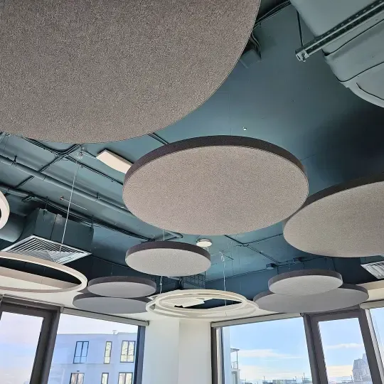 Stylish Office with Wall Panels and Baffles
