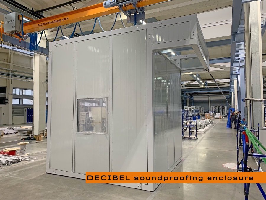 Soundproofing enclosure in Hitachi factory